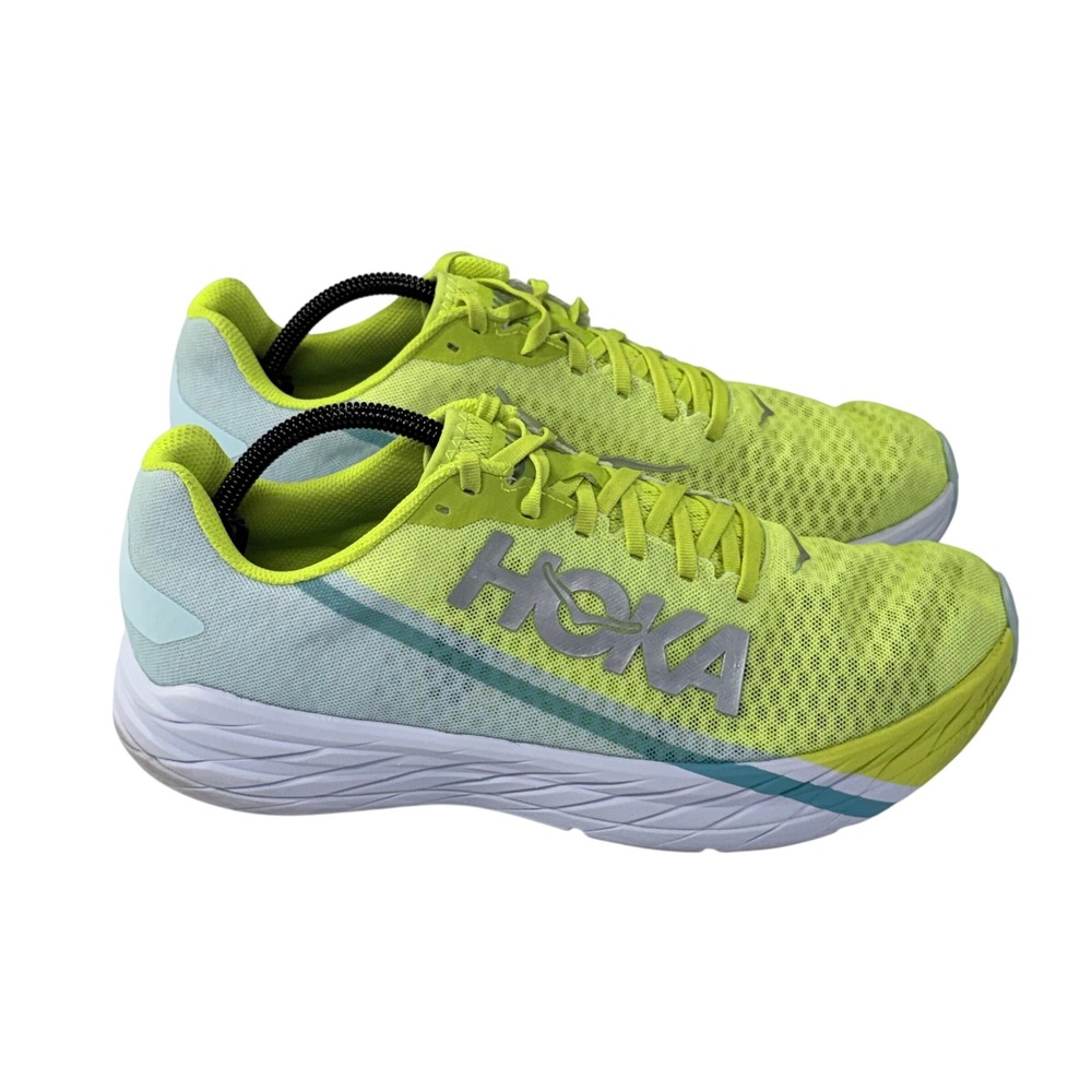 Hoka One One Rocket X Running Shoe Mens 11 Womens 12 Yellow Aqua Unisex Athletic